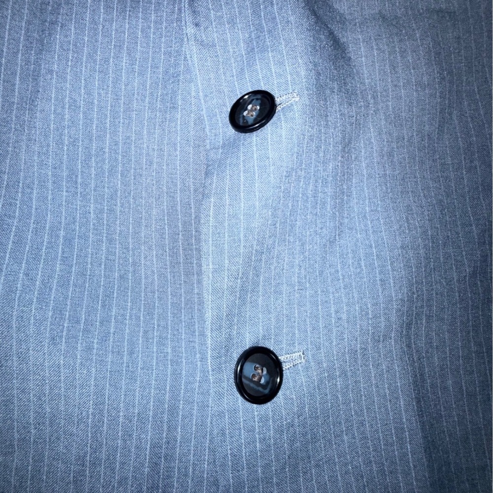 Richard Thomas Mens Blue Pinstripe Blazer Made USA Two Button‎ No Size Tag - Picture 3 of 11